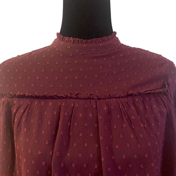Japna Plum Swiss Dot Sheer Blouse Size Small‎ - Picture 2 of 11
